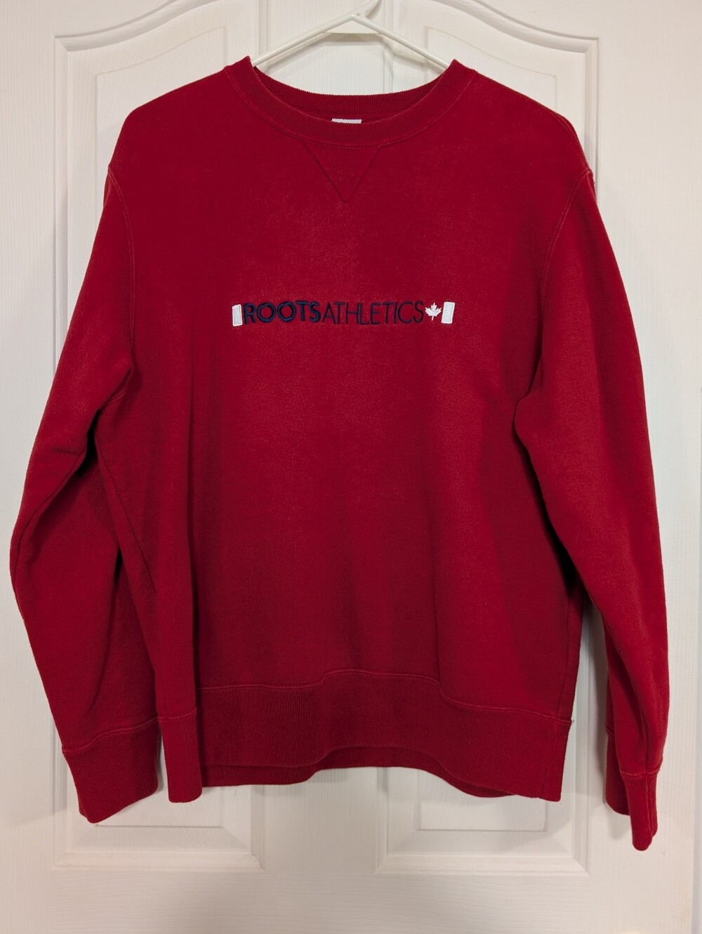 Vintage Roots Athletics Red Crewneck Sweatshirt with Embroidered Logo
